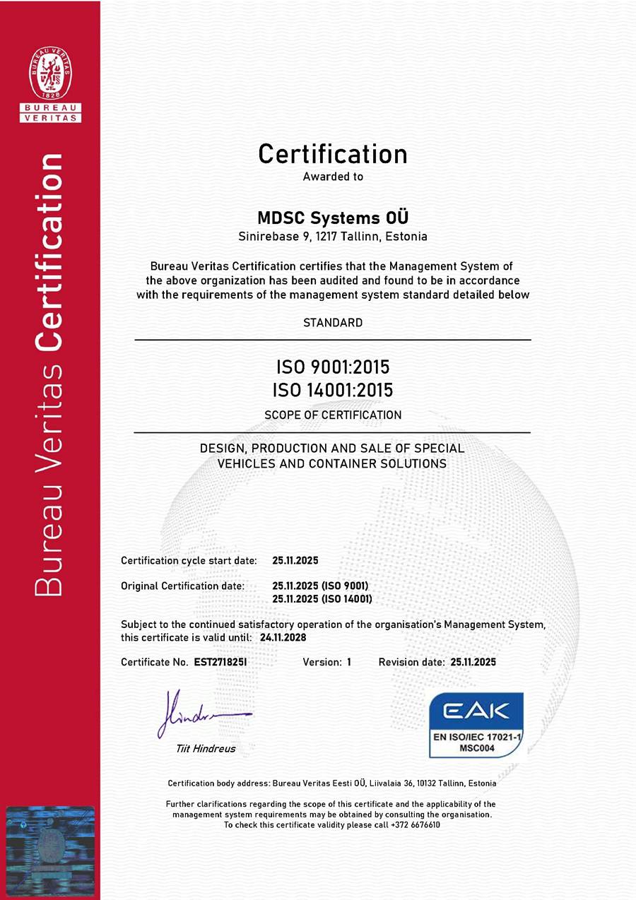 ISO 9001 and ISO 14001 certificates